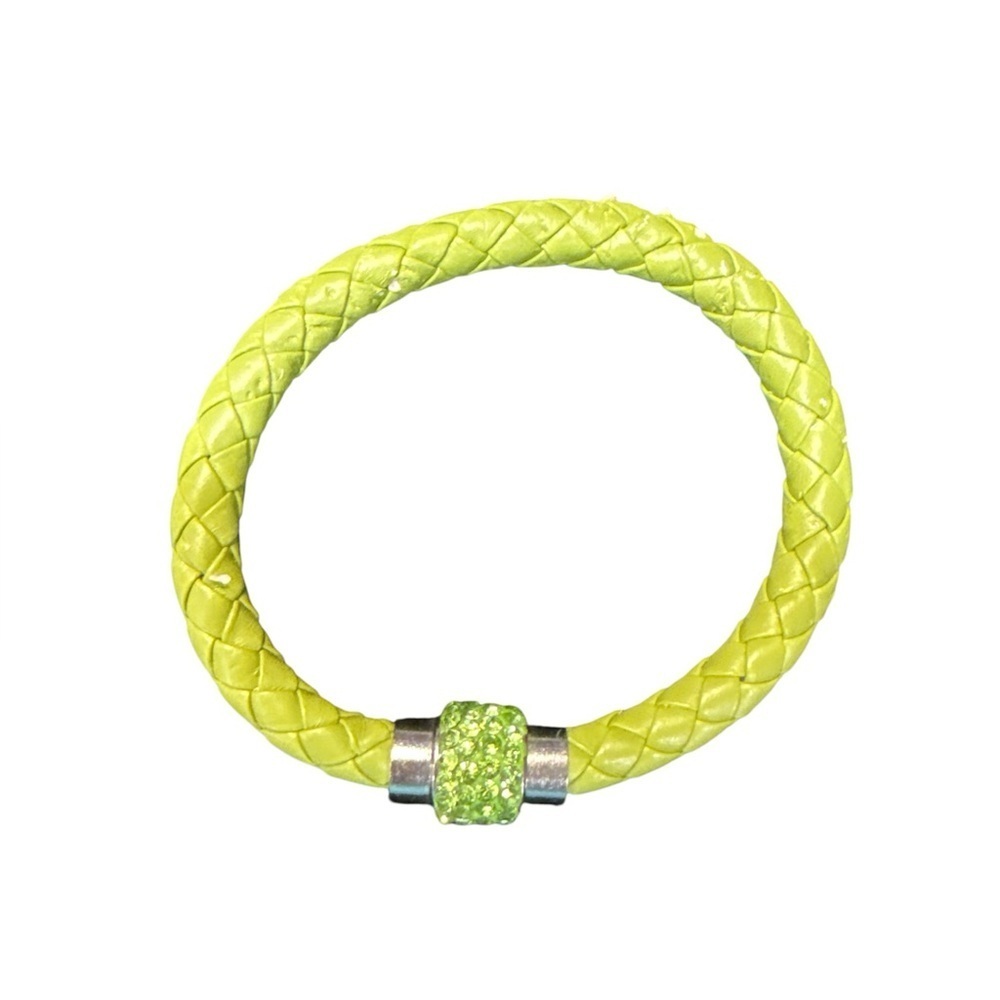 Vintage Style Braided Leather Bracelet with Rhinestone Clasp